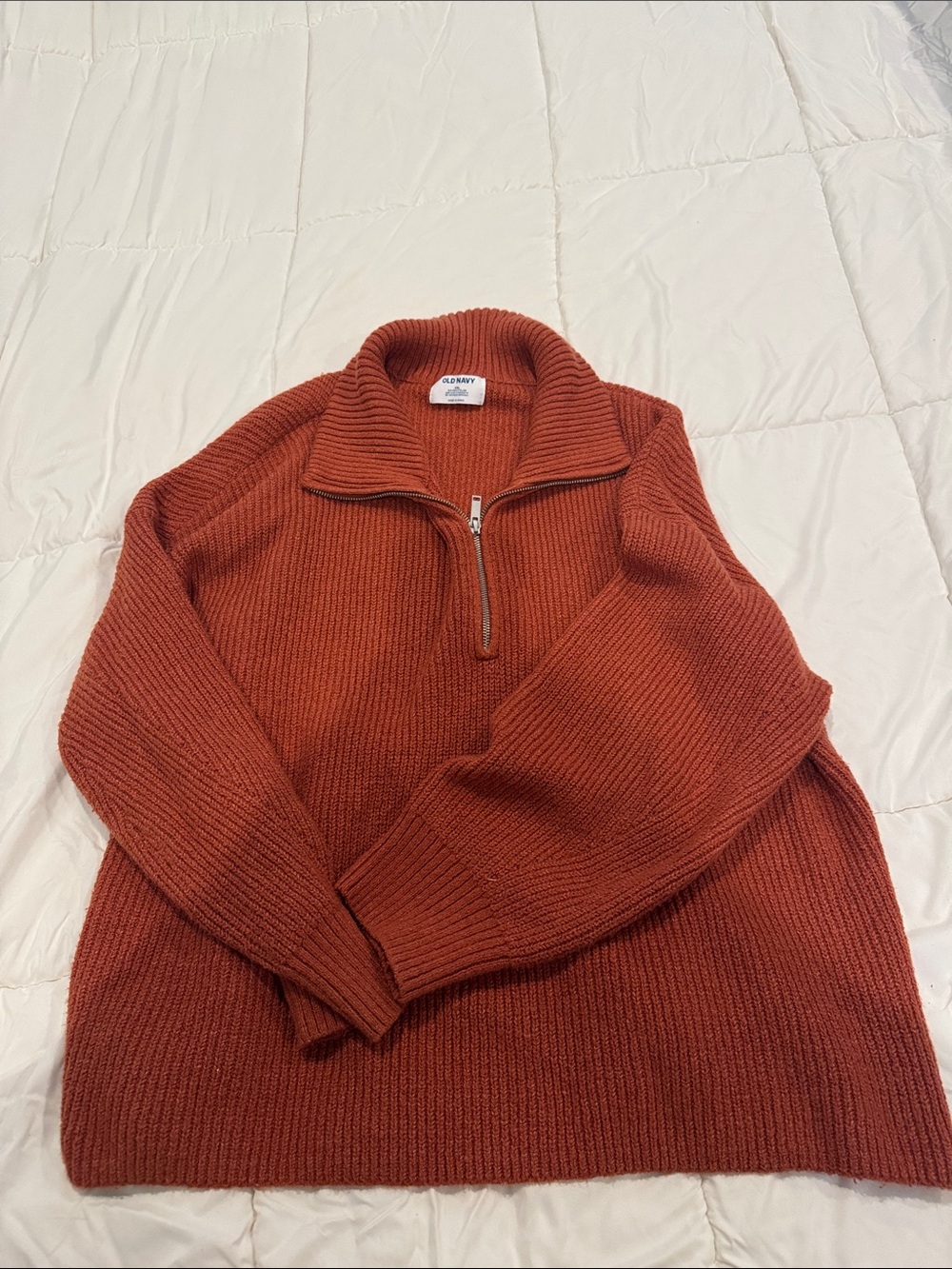 Old Navy Women’s Half-Zip Ribbed Sweater - Rust